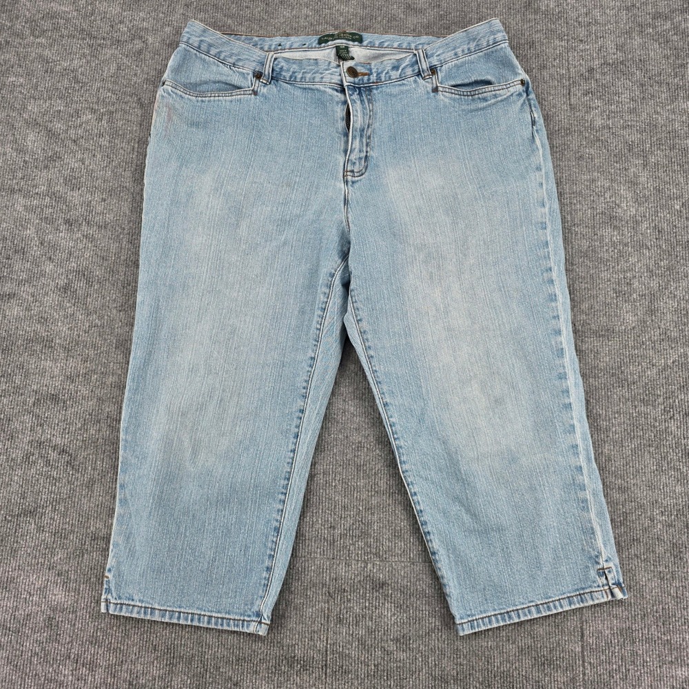 Lauren Ralph Lauren LRL Light Wash Classic Midcalf Denim Capri Jeans 16W